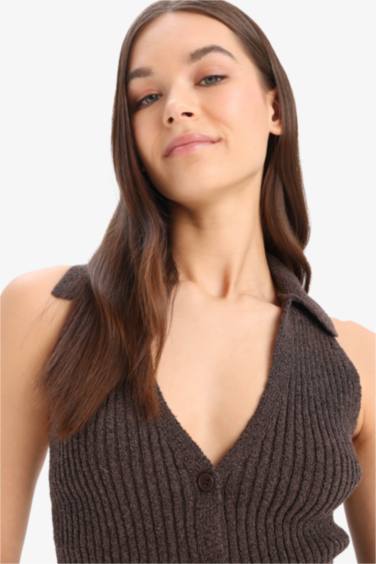 Coool Slim Fit Dar Kesim Düğmeli Triko Yelek