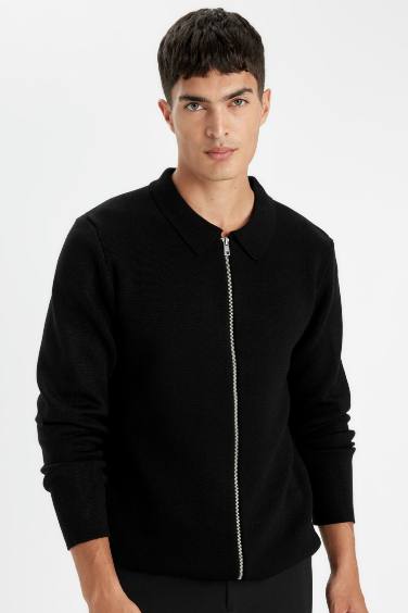 Standard Fit Polo Collar Knitwear Cardigan