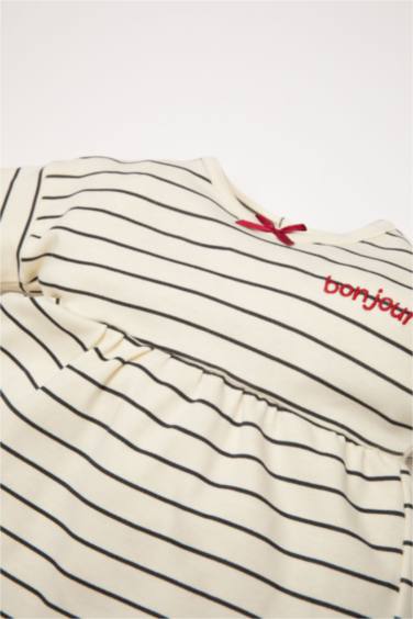 2 piece Regular Fit Crew Neck Striped Knitted Pyjamas