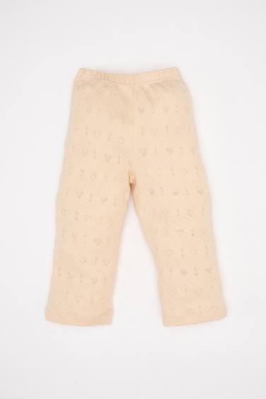 طقم بيجاما بيبي بناتي مضلع قصة عادية - قطعتين