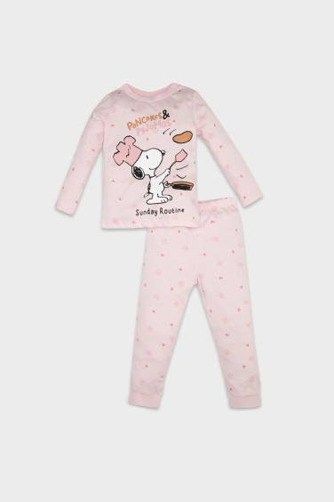 2 piece Regular Fit Crew Neck Snoopy Licensed Knitted Pyjamas