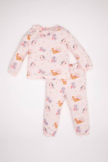 Baby Girl Dinosaur Printed Cotton 2 Piece Pajama Set