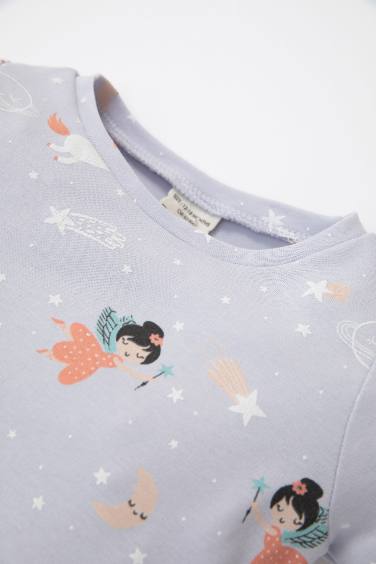 Kız Bebek Pijama Takım Desenli Uzun Kollu Üst Beli Lastikli Uzun Alt