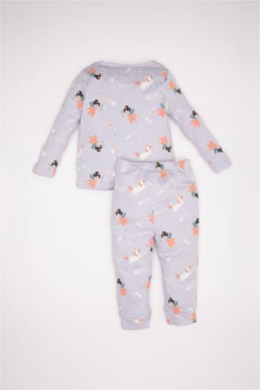 Kız Bebek Pijama Takım Desenli Uzun Kollu Üst Beli Lastikli Uzun Alt
