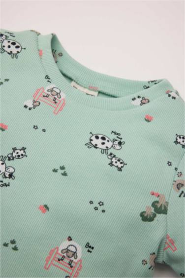 Pyjama à col Rond à motif Animal à manches longues pour BéBé Fille