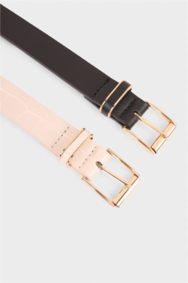 حزام كلاسيكي نسائي جلد صناعي - قطعتين