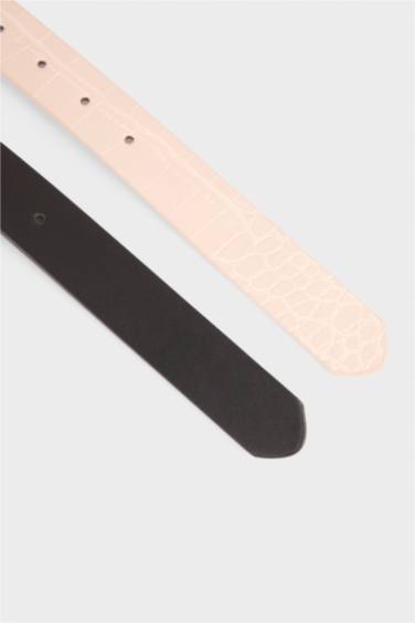 حزام كلاسيكي نسائي جلد صناعي - قطعتين