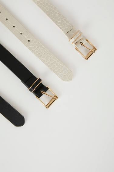 حزام كلاسيكي نسائي جلد صناعي - قطعتين