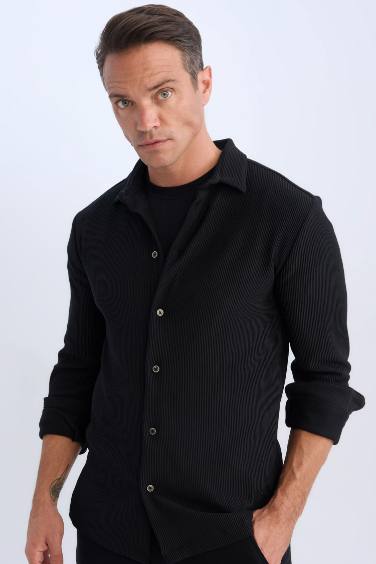 Modern Fit Polo Collar Long Sleeve Shirt