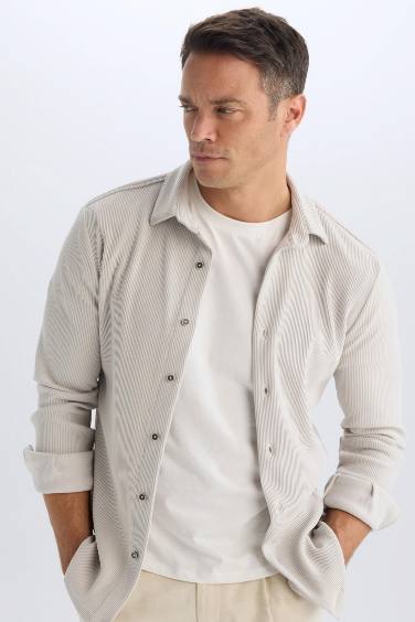 Modern Fit Polo Collar Long Sleeve Shirt