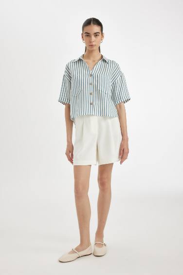 Muslin Short Sleeve Striped Shirt