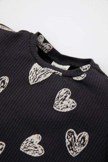 Сәби Қыз велосипед мойыны жүрек ұзын жеңді Ұзын жеңді футболка