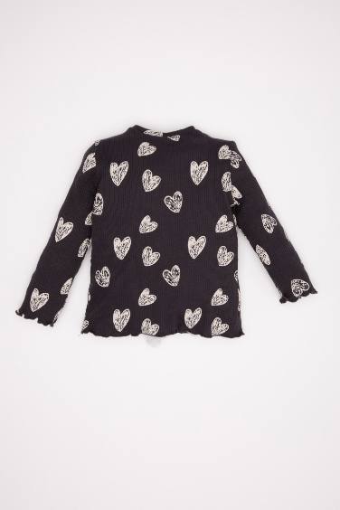 Сәби Қыз велосипед мойыны жүрек ұзын жеңді Ұзын жеңді футболка