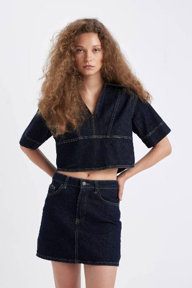 Fashion Fit Short Sleeve Denim Blouse