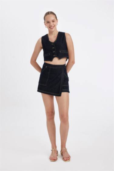 High Waist Denim Skort