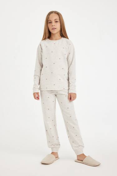 Girl Patterned 2 Piece Pajama Set