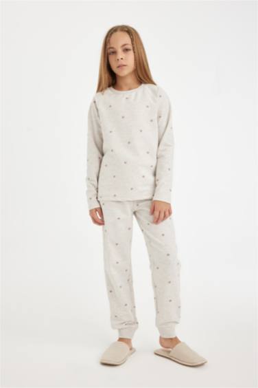 طقم بيجاما قصة عادية كم طويل - قطعتين