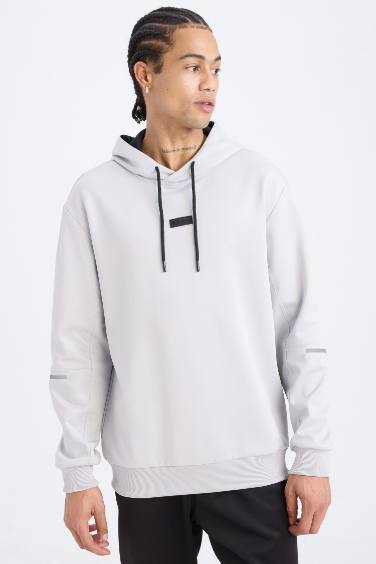 DeFactoFit Standart Fit Kapüşonlu Basic Düz Sporcu Sweatshirt