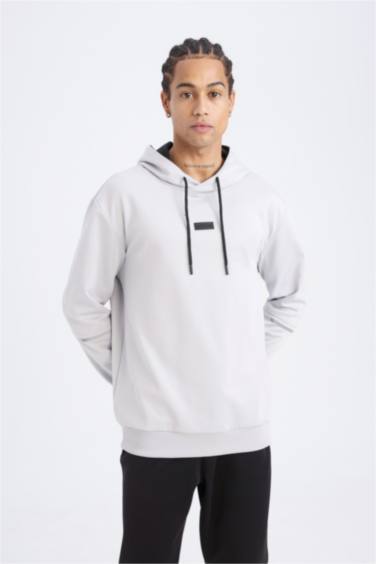 Standart Fit Kapüşonlu Basic Düz Sporcu Sweatshirt