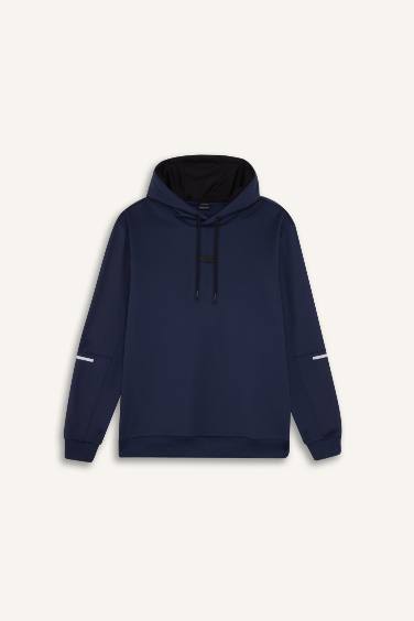 DeFactoFit Standart Fit Kapüşonlu Basic Düz Sporcu Sweatshirt