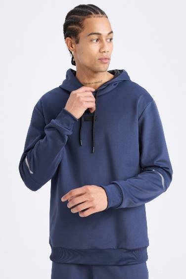 DeFactoFit Standart Fit Kapüşonlu Basic Düz Sporcu Sweatshirt