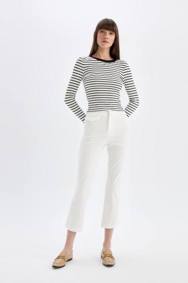 تيشيرت مخطط كم طويل سليم فيت