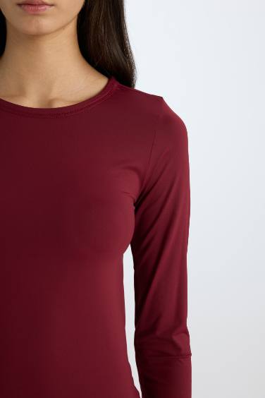 تيشيرت سادة بيزك ردن طويل سليم فيت بياخة مستديرة