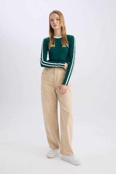 Coool Gabardin Pantolon Baggy Fit Normal Bel Cepli Basic Düz