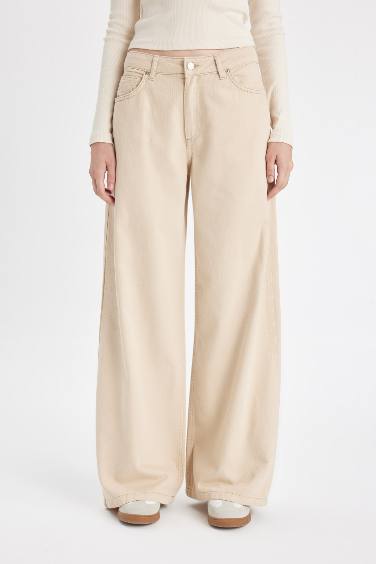 Wide Leg Gabardine Trousers