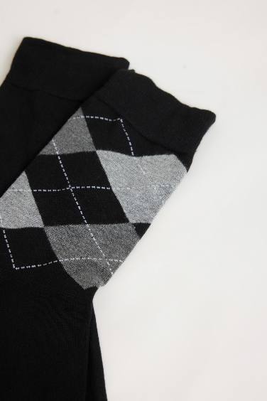 Erkek Dikişsiz Baklava Desenli Ultra Soft 2'li Bambu Premium Uzun Çorap