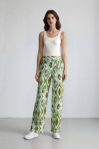 Relax Fit Pocketed Wide Leg Crinkle Viscose Trousers