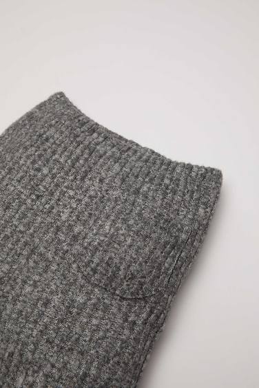 سروال ضيق قصة عادية مضلع مطاطي بجيب