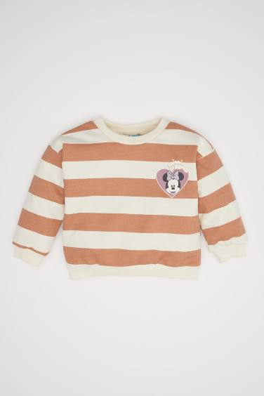 Baby Girl Disney Mickey & Minnie Regular Fit Striped Sweatshirt