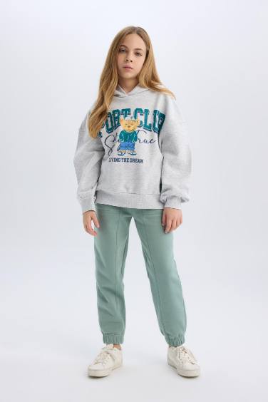 Girl Elastic Waist Leg Basic Thick Jogger Sweatpants