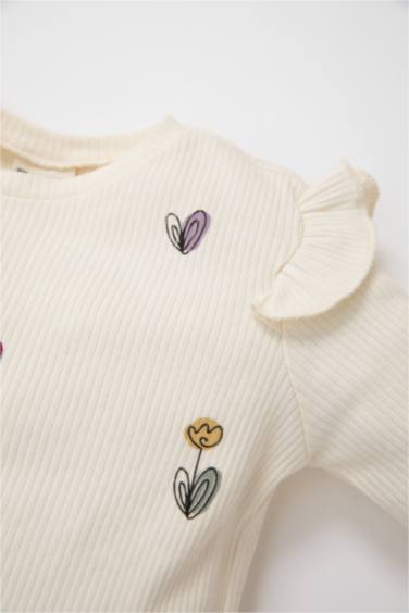 Baby Girl Floral Ribbed Camisole T-Shirt