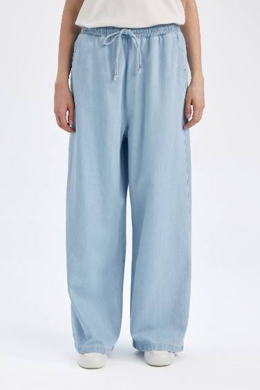 Culotte High Waist Long Washed Jeans