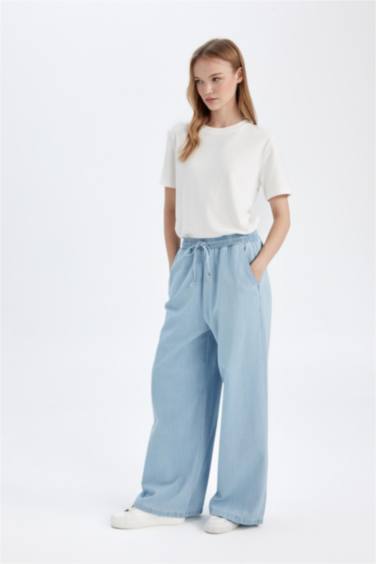 بنطرون جينز كولوت فيت وخصر عالي