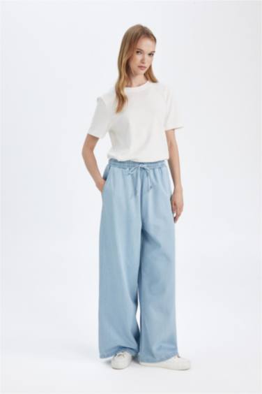 بنطرون جينز كولوت فيت وخصر عالي