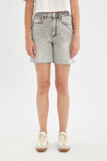 High Waist Jean Bermuda Shorts