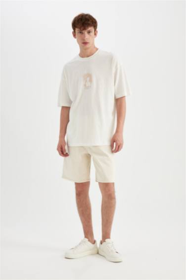 Straight Fit Denim Bermuda