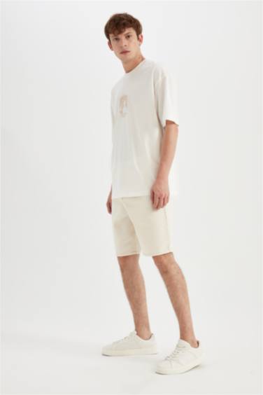 Straight Fit Denim Bermuda