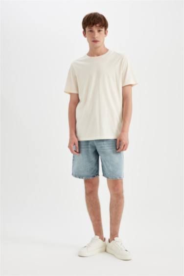 Straight Fit Denim Bermuda Shorts