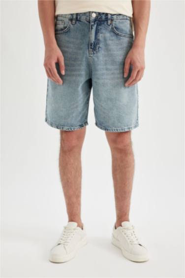 Straight Fit Denim Bermuda Shorts