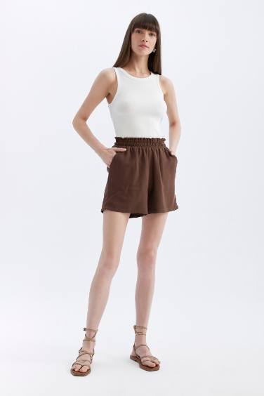 Relax Fit Paperbag Waist Wide Leg Shorts