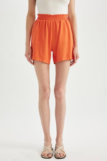 Relax Fit Linen Blended Paperbag Waist Wide Leg Shorts