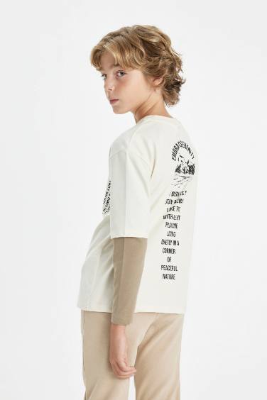 Boy Oversize Fit Crew Neck Back Printed T-Shirt