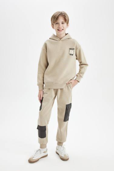 Boy Printed Elastic Waist Leg Jogger Cargo Sweatpants