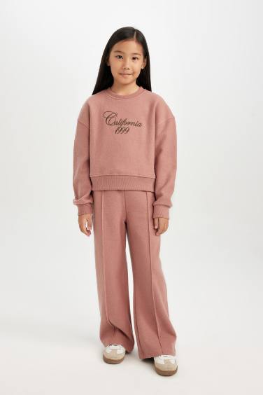 Girl Wide Leg Elastic Waist Sweatpants