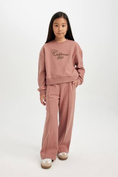 Kız Çocuk Wide Leg Geniş Bol Paça Beli Lastikli Eşofman Altı