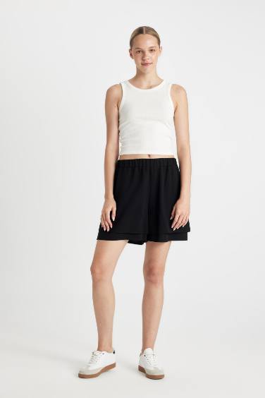 Regular Fit Normal Waist Linen Blend Shorts